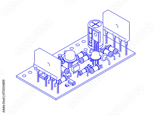 electronic printed circuit technical drawing