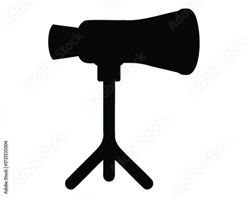 Silhouette of a studio light with tripod stand for photography equipment