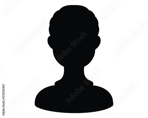 Black silhouette of a person with a classic hairstyle and neckwear