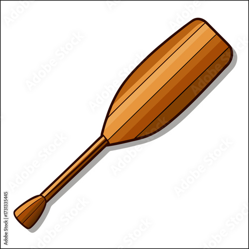 A single wooden paddle for a canoe or kayak isolated on transparent background
