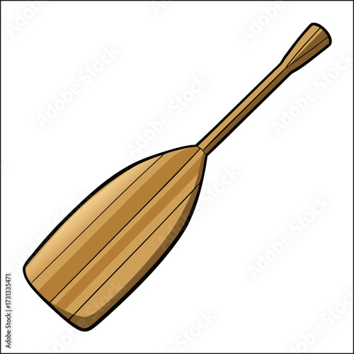 A single wooden paddle for a canoe or kayak isolated on transparent background
