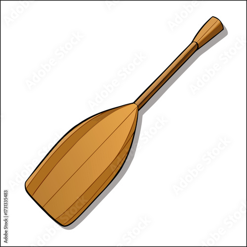 A single wooden paddle for a canoe or kayak isolated on transparent background
