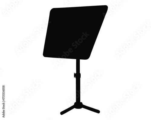 Black and white silhouette of a photography light on a white background
