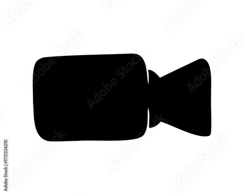 Stylized silhouette of a vintage video camera on a plain background