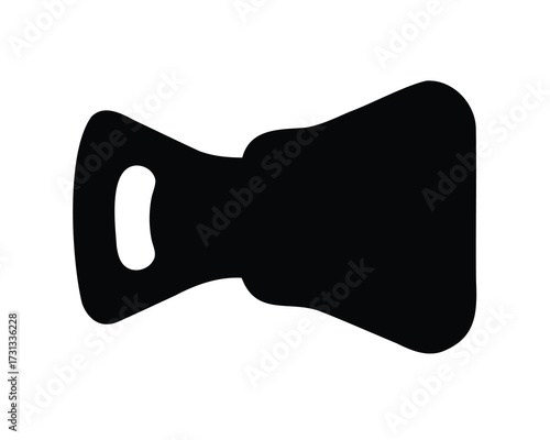 Stylized black and white icon of an abstract bow tie shape