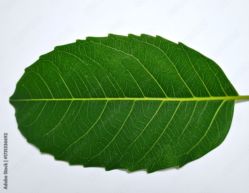 Obraz premium Close-up of a single green leaf (1)