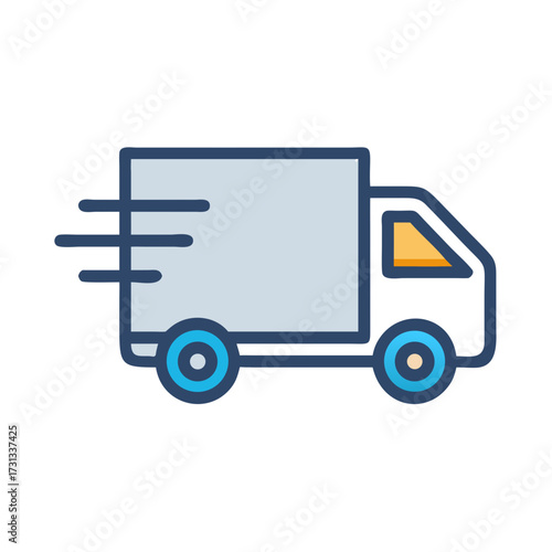 Delivery truck icon conveying speed on a black background