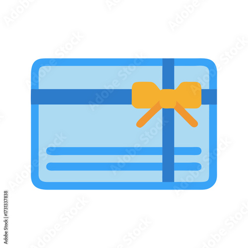 Stylized gift card with ribbon and stripes illustration