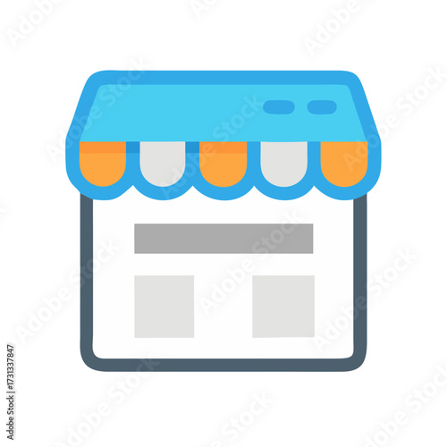 Digital storefront icon displaying online shop concept in flat design