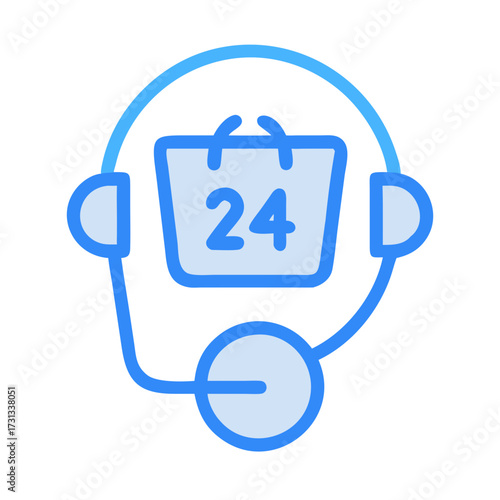 Illustration of twenty-four hour customer support service