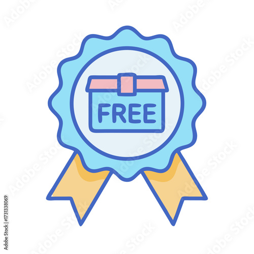 Stylized award badge illustration for free shipping promotion