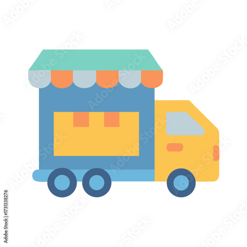 Cute food truck icon with vibrant color scheme