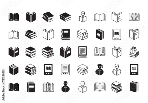 Set of book icons simple line vector design perfect for education library and reading related projects