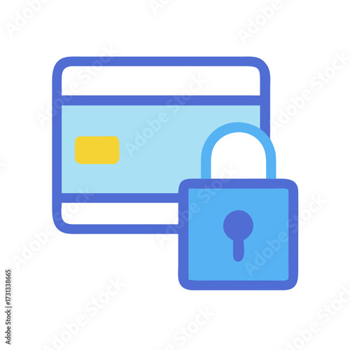 Credit card protection with padlock icon on black background