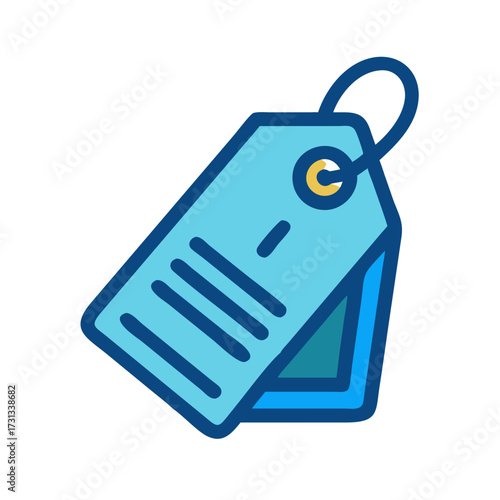 Blue price tag with lines against black background