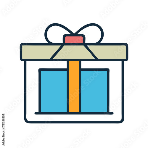 Stylized gift box icon on black background for holidays