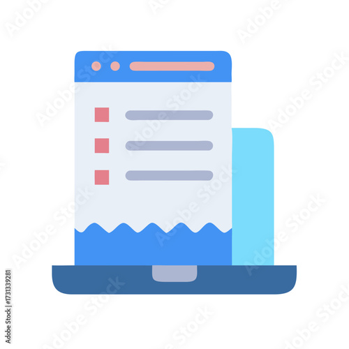Online task list manager application on blue laptop device
