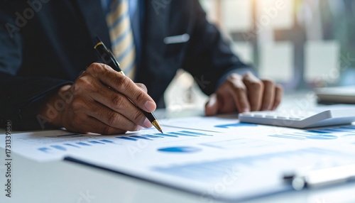 a Businessman plan the growth. Investment with financial chart