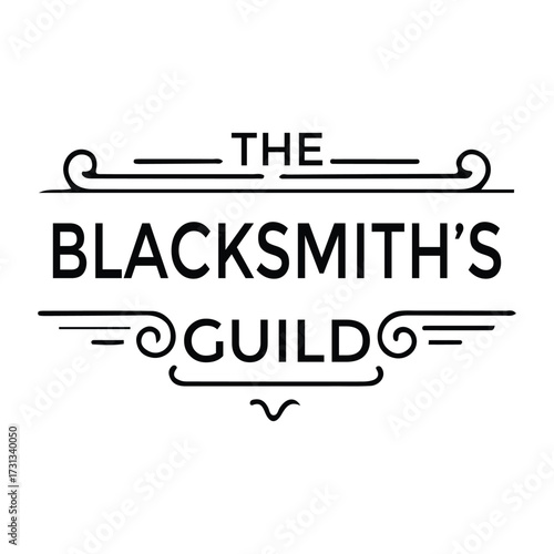 Elegant Blacksmith s Guild Logo Design with Ornate Flourishes and Clean Typography