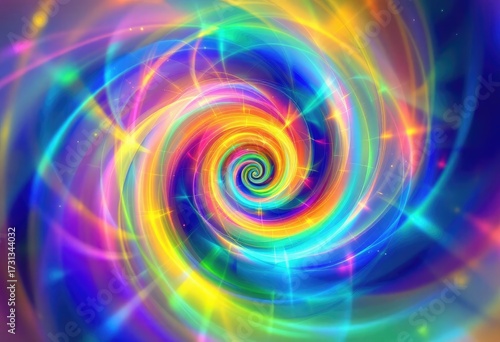 Vibrant spiral vortex of swirling colors