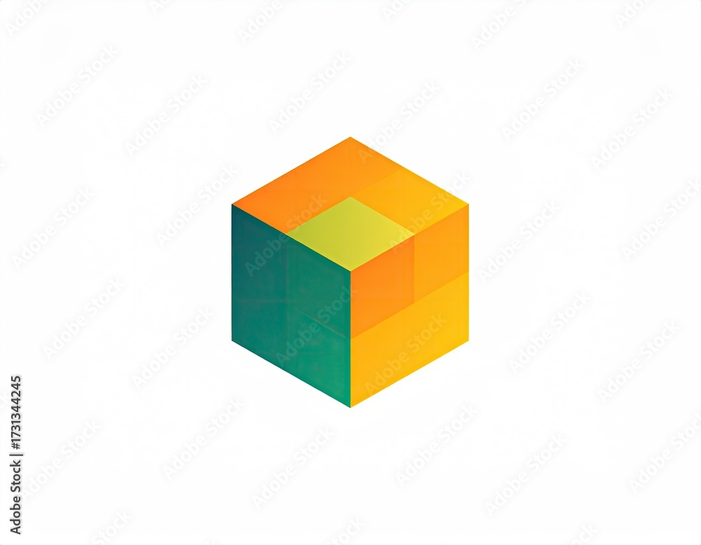 Obraz premium Geometric cube, vibrant colors