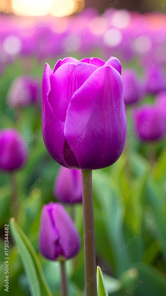 Fototapeta premium Close-up of a vibrant purple tulip (1)