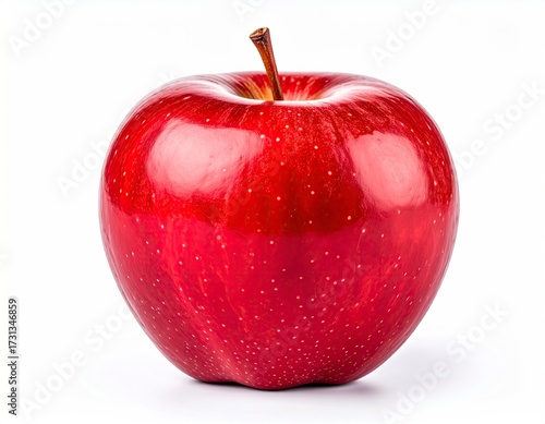 A Single Red Delicious Apple on a White Background.