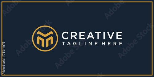 abstract logo design M shaped apartment building