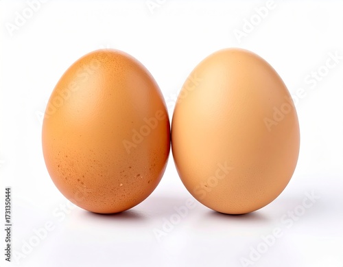 Two Brown Eggs on White Background - A Simple Food Still Life.