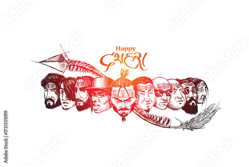 Happy Dussehra Celebration: Diverse Hindu Gods And Heroes In Festive, Colorful Illustration