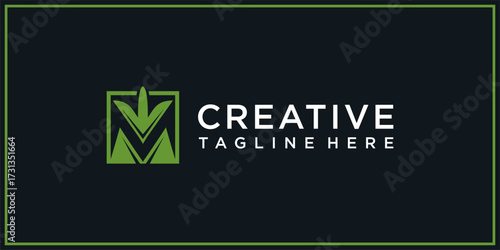 abstract M leaf logo design