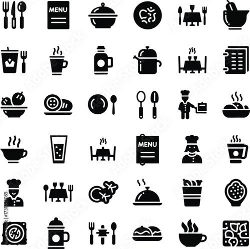 Collection of food and restaurant related icons