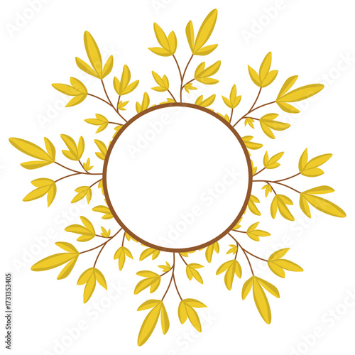 Vector wreath of yellow autumn leaves on a white background. A universal backdrop for seasonal projects.