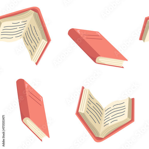Vector seamless pattern with open and closed books. Cozy Decor for packaging, wallpaper and textiles. Illustration for World Book Day.