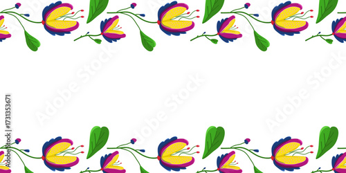 Vector banner with fantastic flowers and space for text. Template for creating sale announcements, invitations, postcards.