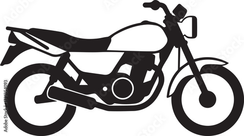 Sleek motorcycle icon for transportation designs, a classic motorbike silhouette perfect for logos, posters, and promotional material, originally vector graphics