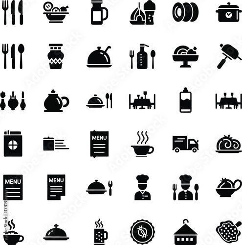 Collection of food and restaurant related icons