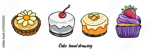 Vector cupcake hand drawing, cute style