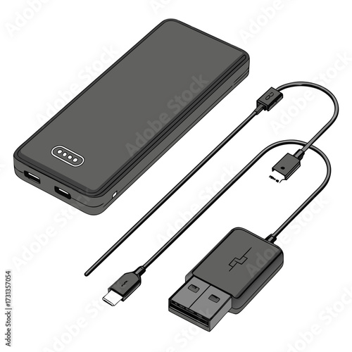 Portable power bank with charging cables and usb adapter for mobile devices and electronics