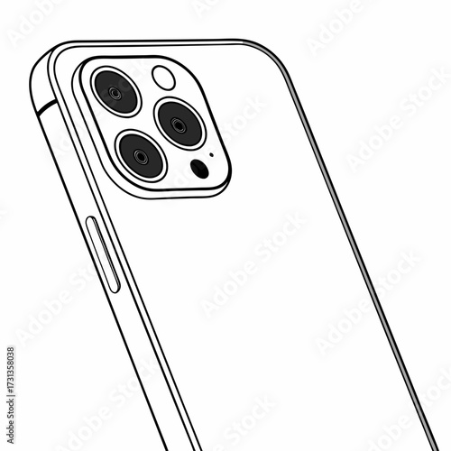 Minimalist line art illustration of the rear camera module and side of a modern smartphone
