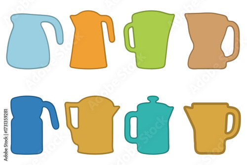 Colorful Pitchers Illustration Set Design
