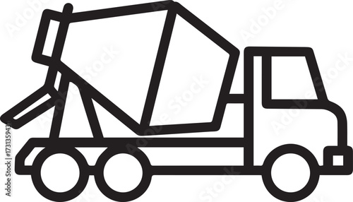 Sleek concrete mixer truck icon for modern construction projects, delivering a bold statement for engineering, infrastructure, and building design visuals