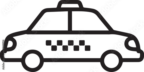 Sleek taxi cab icon for transportation app design, modern city travel, efficient ride hailing, and urban mobility solutions, vector simplicity