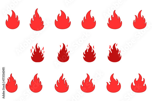 Various Fire Flames Icon Set