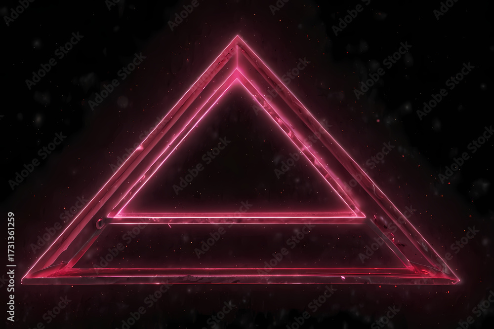 Obraz premium Neon pink laser lines creating a triangle shape in space.