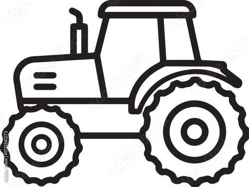 Modern tractor line art icon for agriculture, farming, and rural industry projects, scalable design ideal for logos, websites, and educational materials