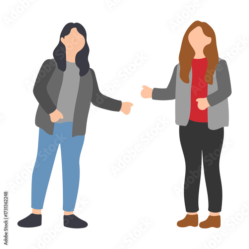 Two Business Women Standing and Talking Illustration