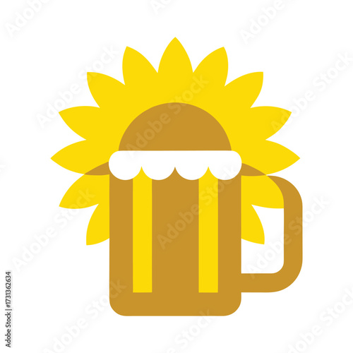 Beer mug with sunflower graphic drink beverage