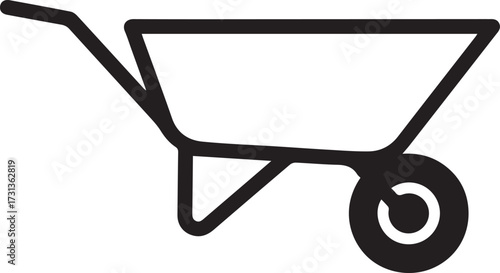 Essential garden wheelbarrow tool icon for landscaping projects, construction, agriculture, and DIY home improvement tasks needing material transport