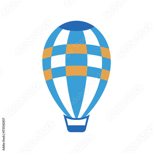 Blue and orange hot air balloon graphic travel adventure